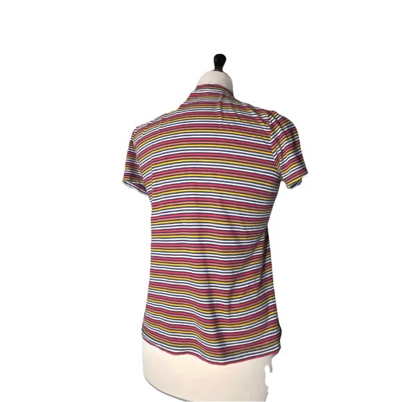 Madewell SM Multi Color Moon Rainbow Stripe V Neck Short Sleeve T Shirt - Picture 3 of 3